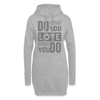 Hoodie-Kleid "Love what you do" - mit Customizer personalisierbar - Grau meliert