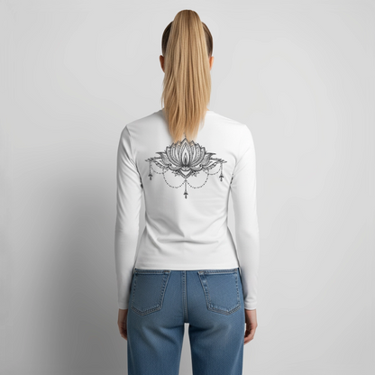 Frauen Slim Fit Langarmshirt "Henna" mit Customizer personalisierbar - Weiß