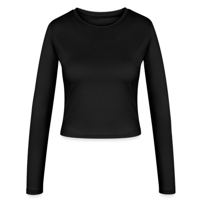 Frauen Slim Fit Langarmshirt "Henna White" - Schwarz