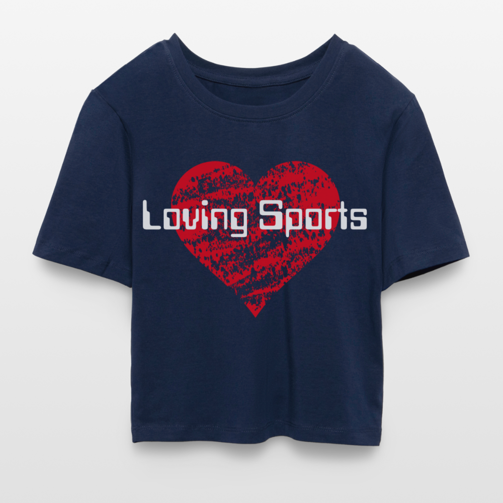 Cropped T-Shirt Damen "Loving Sports" - mit Customizer personalisierbar - Light Navy