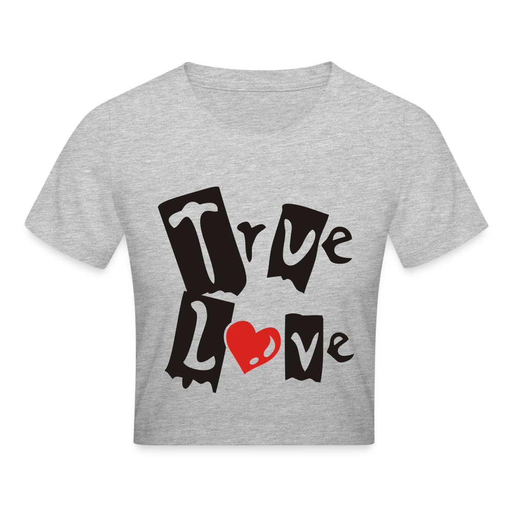 Cropped T-Shirt "True Love" - Grau meliert