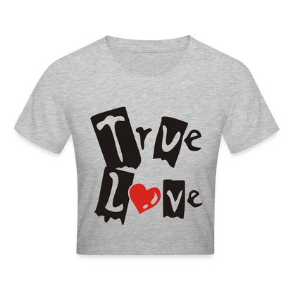 Cropped T-Shirt "True Love" - Grau meliert
