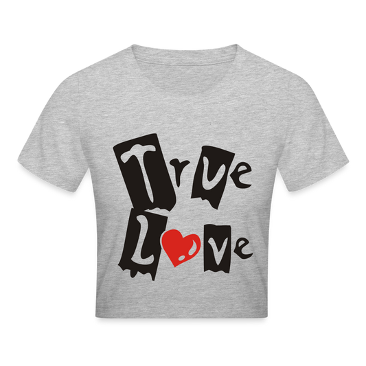 Cropped T-Shirt "True Love" - Grau meliert