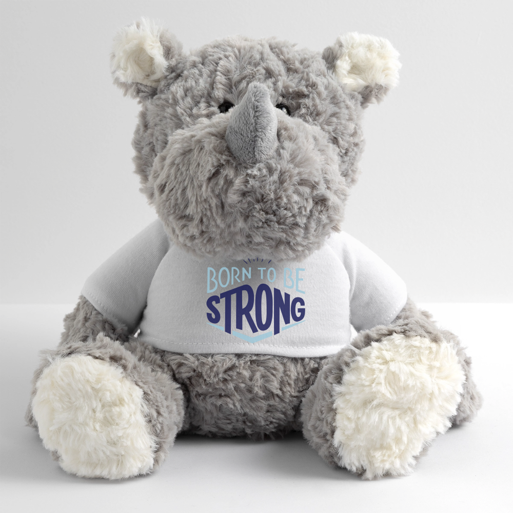 Maskottchen Nashorn "Strong" - mit Customizer personalisierbar - Weiß