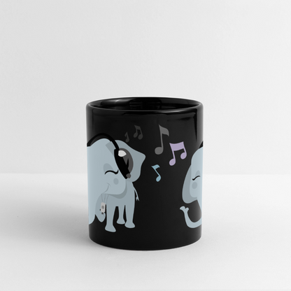 Becher "Elefant mit Kopfhörer" - Schwarz