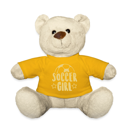 Maskottchen Teddy "Soccer Girl" - Sonnengelb