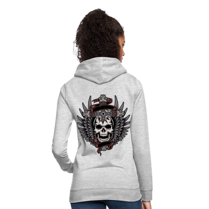 Frauen Hoodie "Totenkopf-Schwert" - Hellgrau meliert