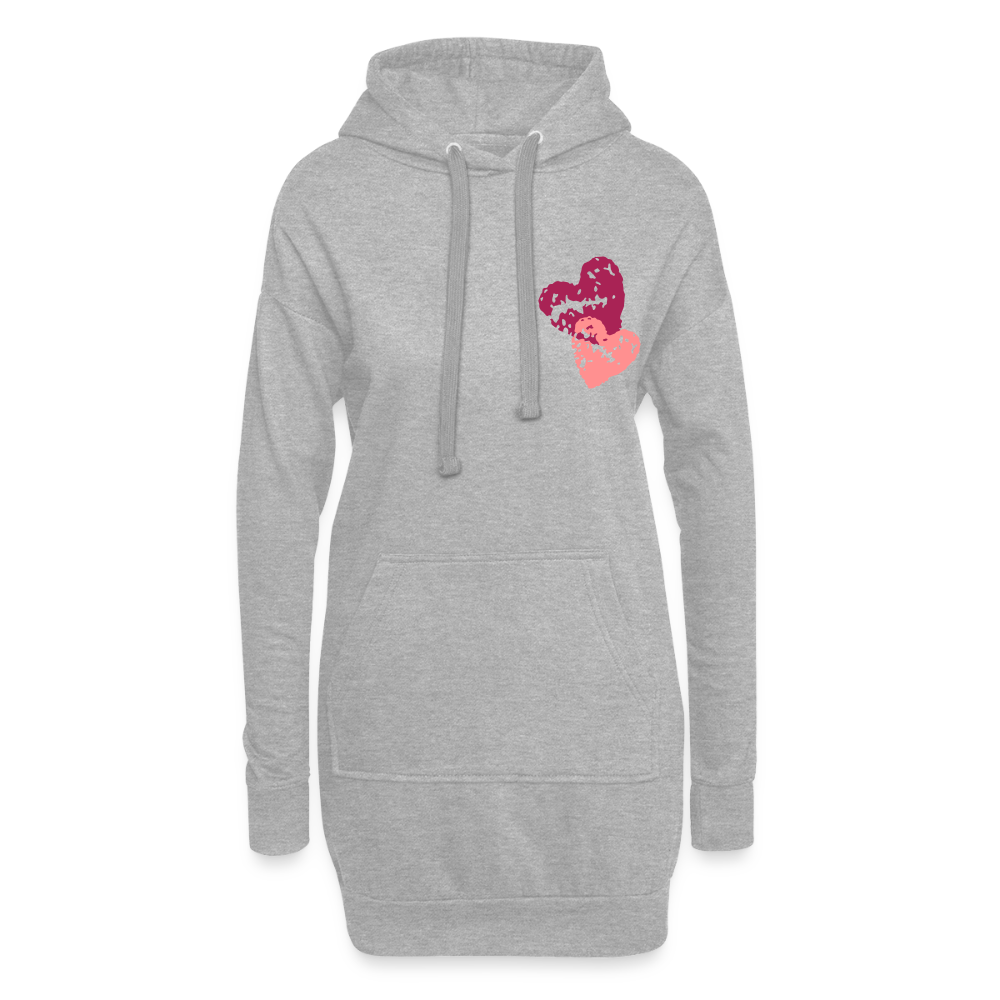 Hoodie-Kleid "Zwei Herzen" - Grau meliert