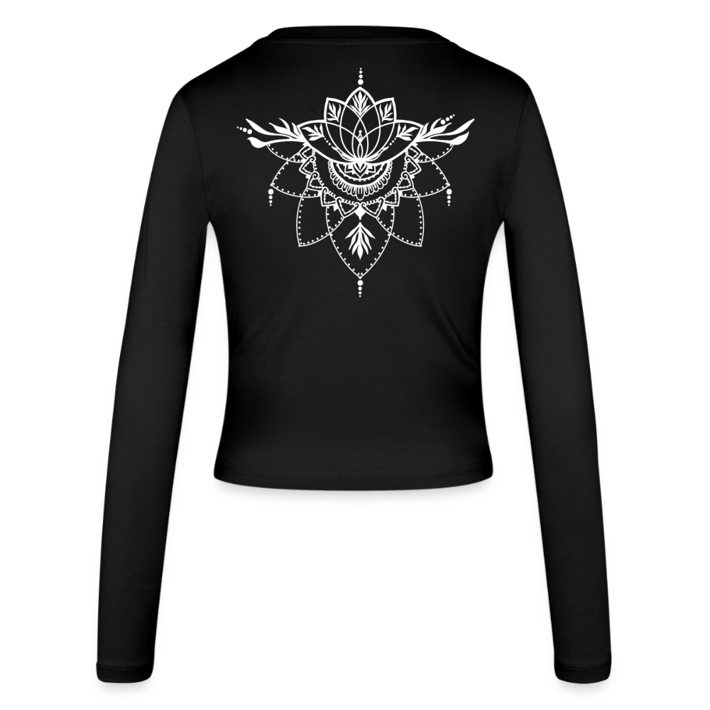 Frauen Slim Fit Langarmshirt "Henna White" - mit Customizer personalisierbar - Schwarz