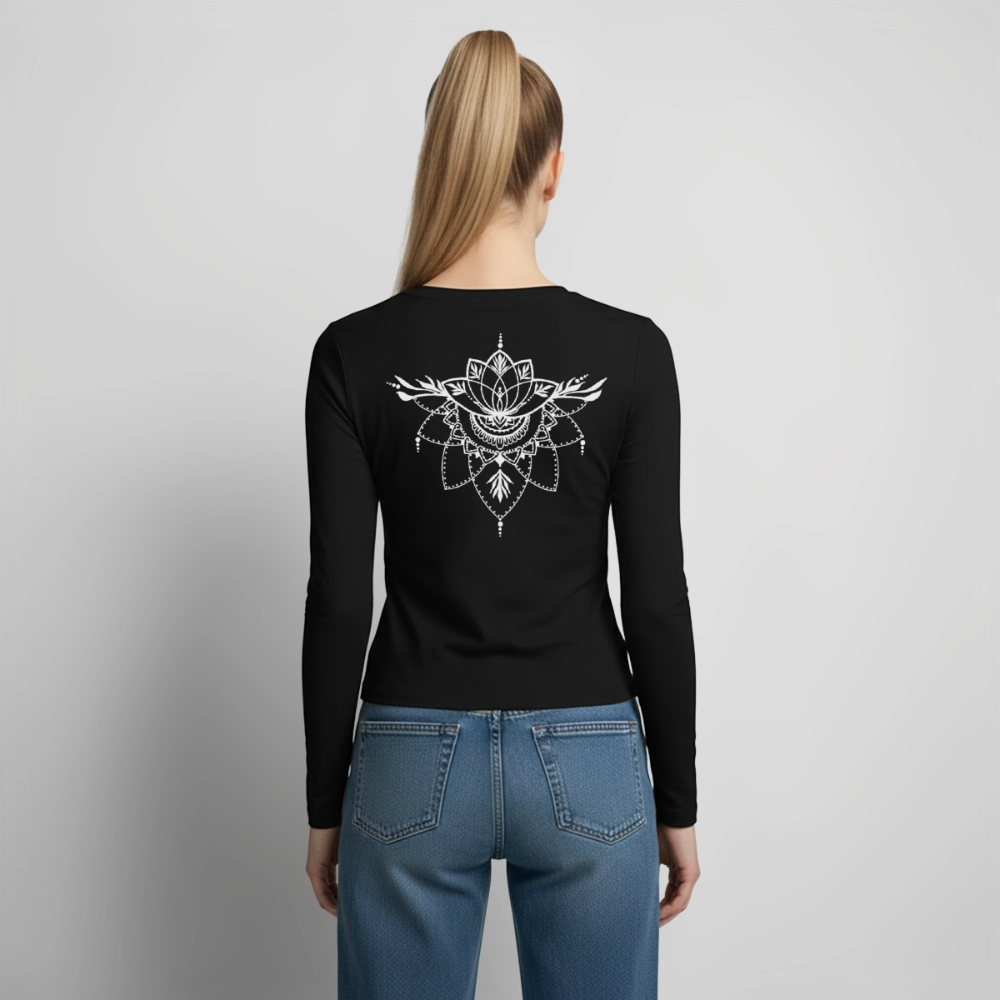 Frauen Slim Fit Langarmshirt "Henna White" - Schwarz