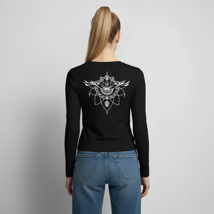 Frauen Slim Fit Langarmshirt "Henna White" - Schwarz