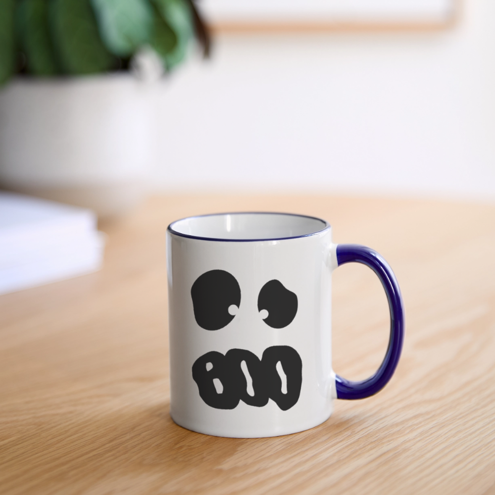 Tasse zweifarbig "Happy Halloween" - Weiß/Kobaltblau