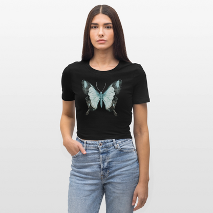 Cropped T-Shirt "Butterfly" - Schwarz