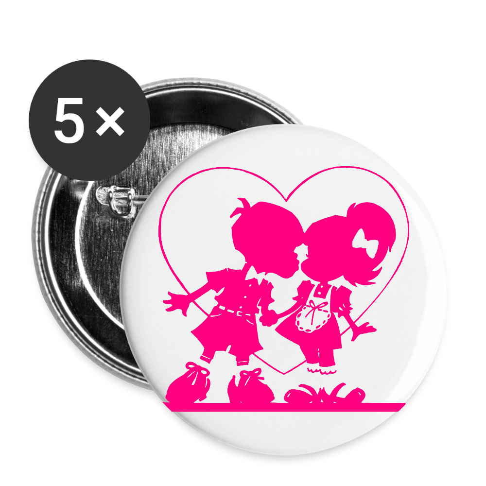 Buttons 56 mm (5er Pack) "Kinderliebe" - Weiß