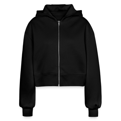 Oversized Cropped Kapuzenjacke "Skull" - Schwarz