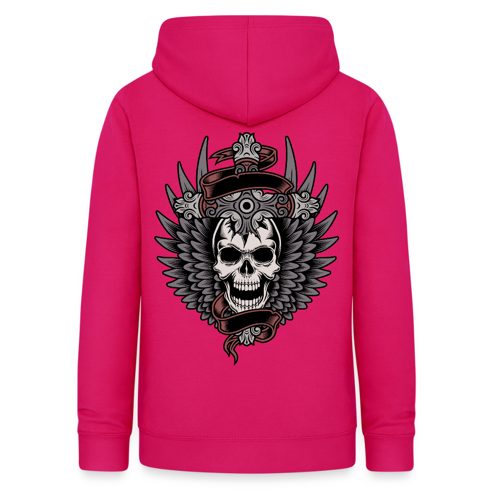 Frauen Hoodie "Totenkopf-Schwert" - dunkles Pink