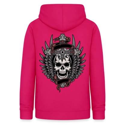 Frauen Hoodie "Totenkopf-Schwert" - dunkles Pink