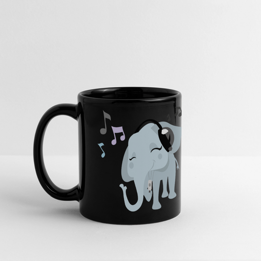 Becher "Elefant mit Kopfhörer" - Schwarz