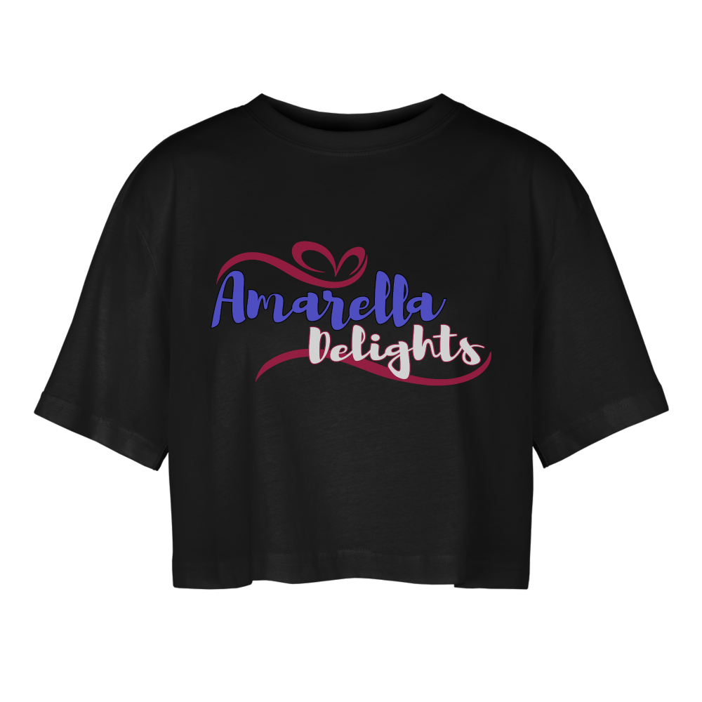Oversized Cropped T-Shirt Damen "Amarella-Delights" - Schwarz