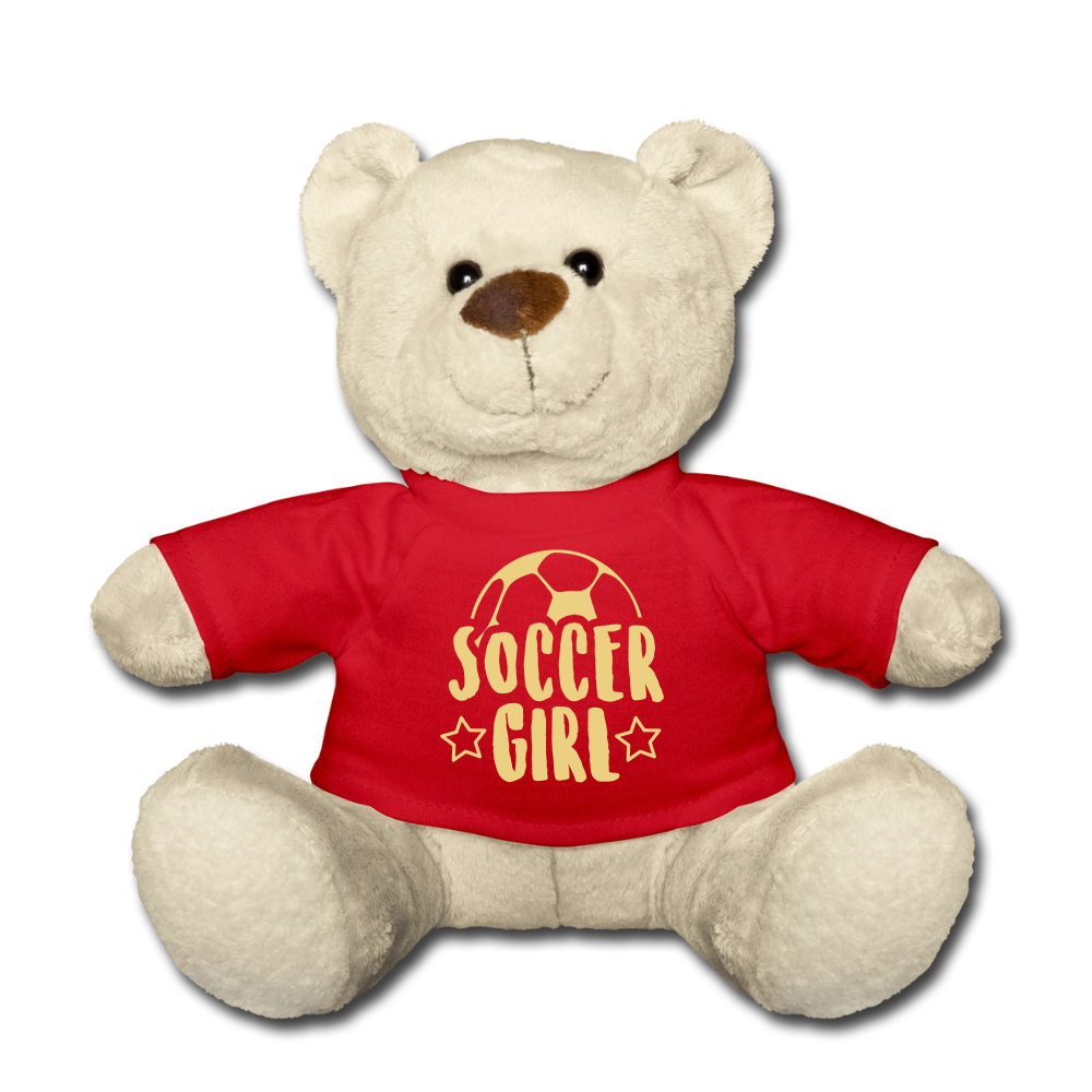 Maskottchen Teddy "Soccer Girl" - Rot