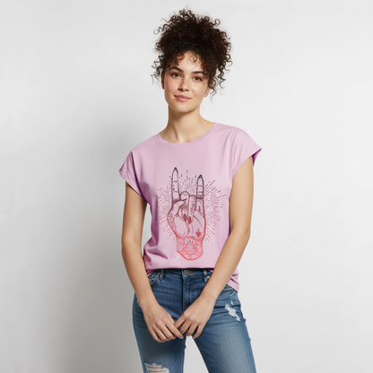 T-Shirt mit gerollten Ärmeln "Rock and Roll Hand" - Altrosa