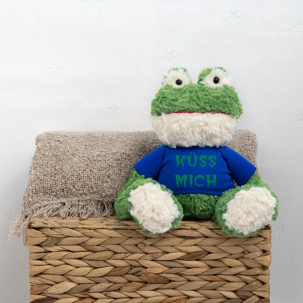 Maskottchen Frosch "Küss mich" - mit Customizer personalisierbar - Königsblau