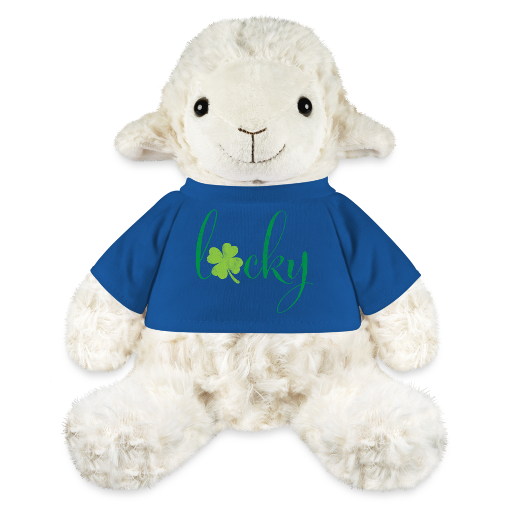 Maskottchen Schaf "Lucky" - mit Customizer personalisierbar - Königsblau