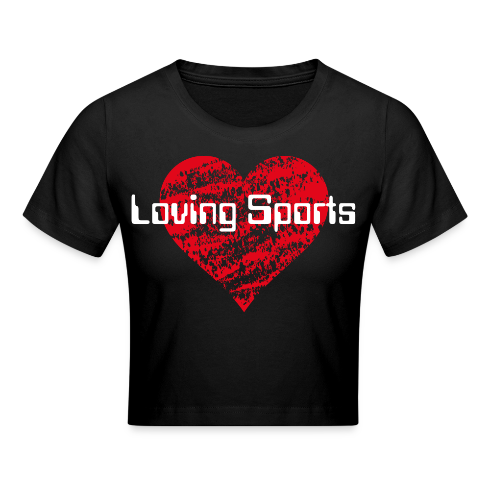 Cropped T-Shirt Damen "Loving Sports" - mit Customizer personalisierbar - Schwarz