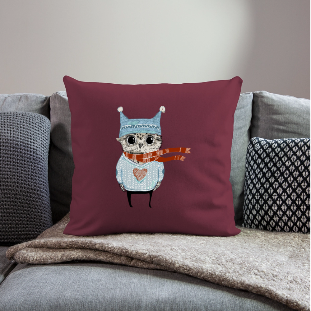 Sofakissen mit Füllung "Wintereule" - Burgunderrot