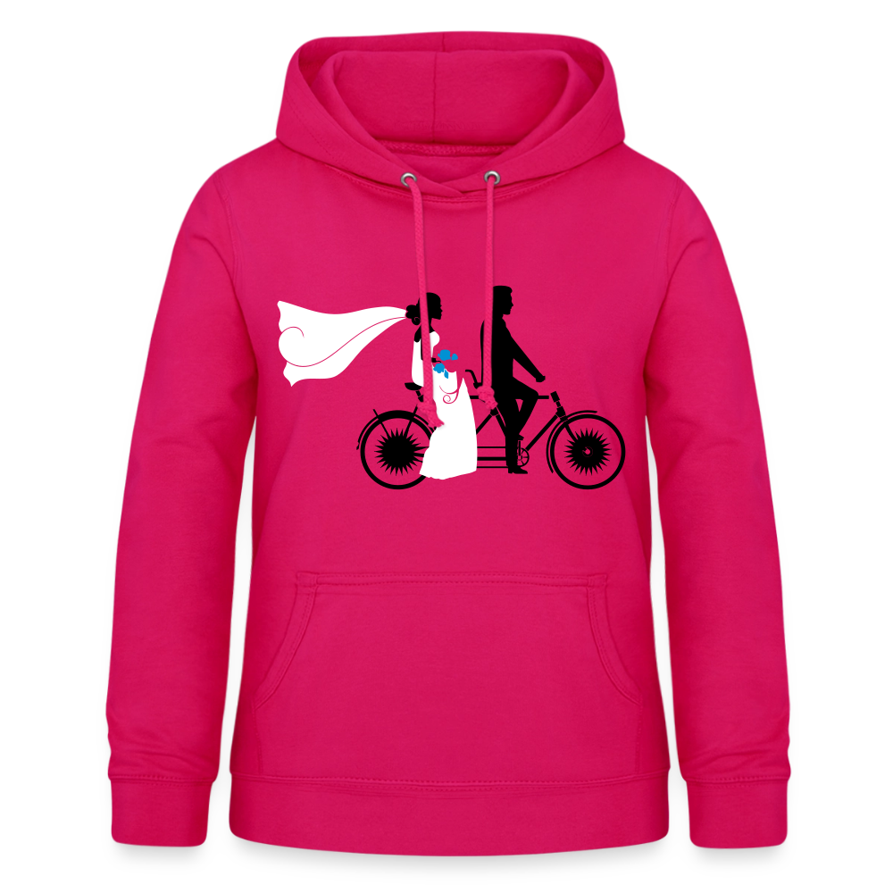 Hoodie Damen "Hochzeitsfahrrad" - dunkles Pink