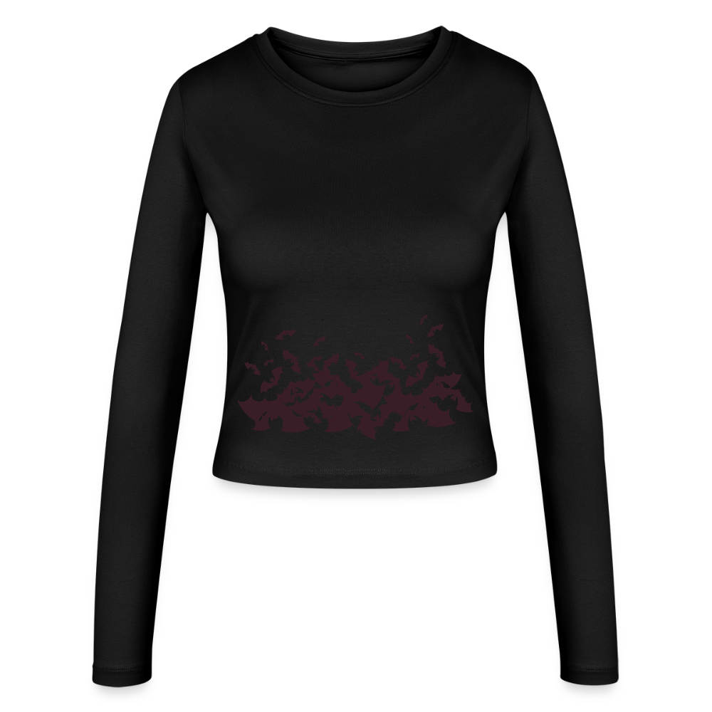 Frauen Langarmshirt "Fledermäuse" - mit Customizer personalisierbar - Schwarz