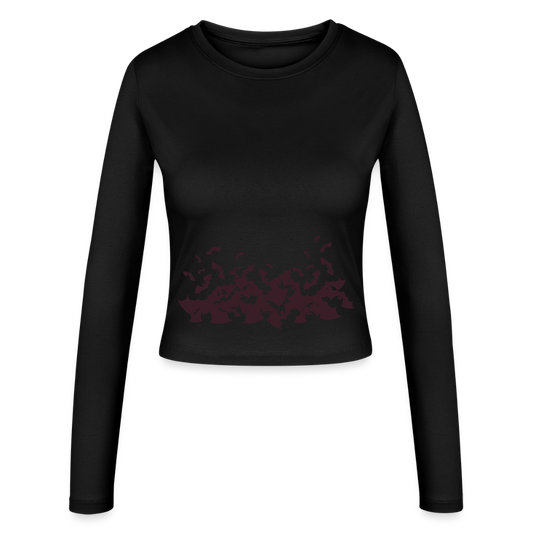 Frauen Langarmshirt "Fledermäuse" - mit Customizer personalisierbar - Schwarz