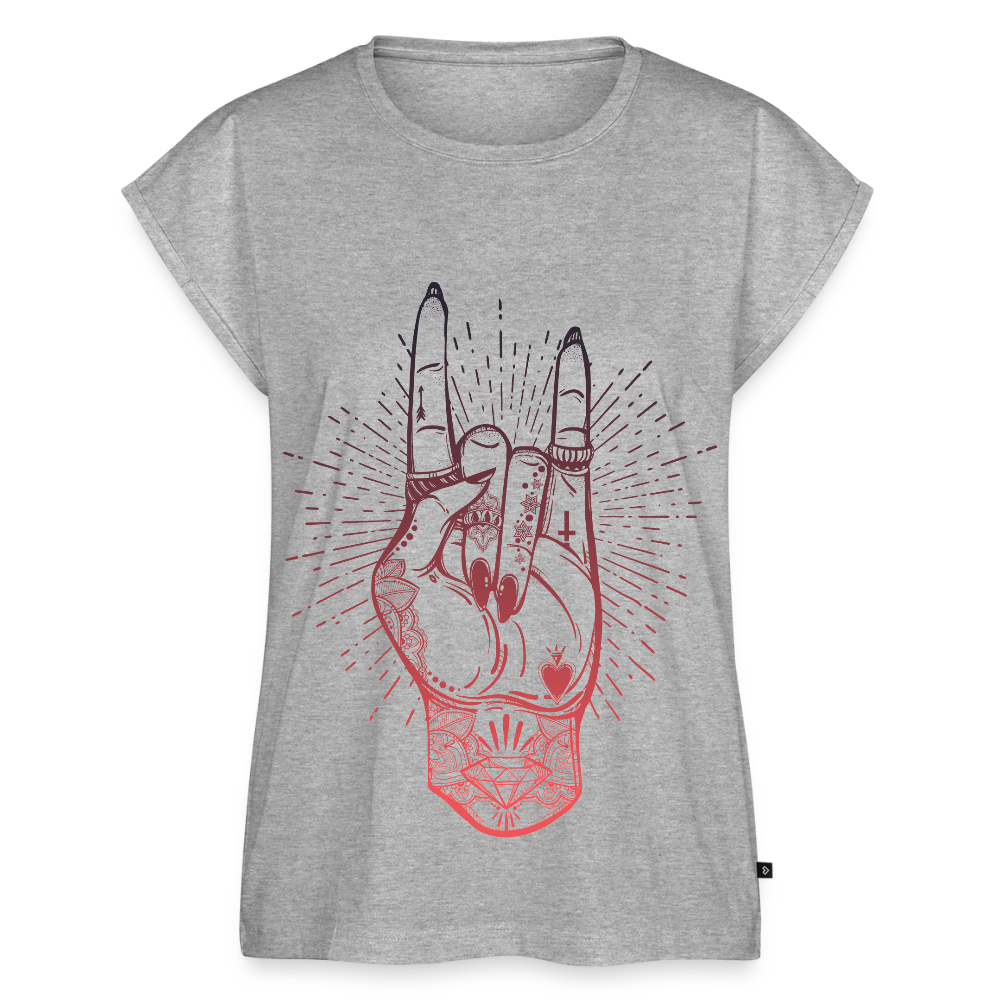 T-Shirt mit gerollten Ärmeln "Rock and Roll Hand" - Grau meliert