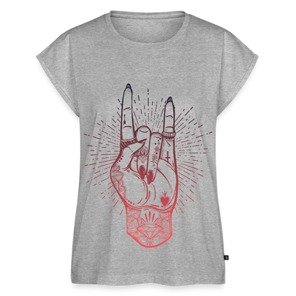 T-Shirt mit gerollten Ärmeln "Rock and Roll Hand" - Grau meliert