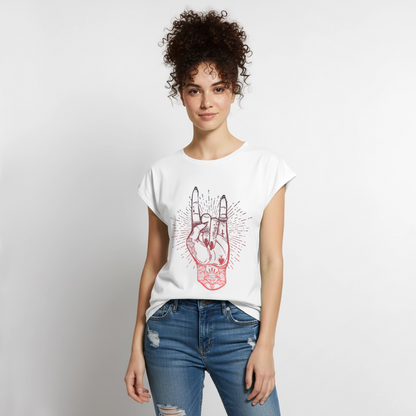 T-Shirt mit gerollten Ärmeln "Rock and Roll Hand" - Weiß