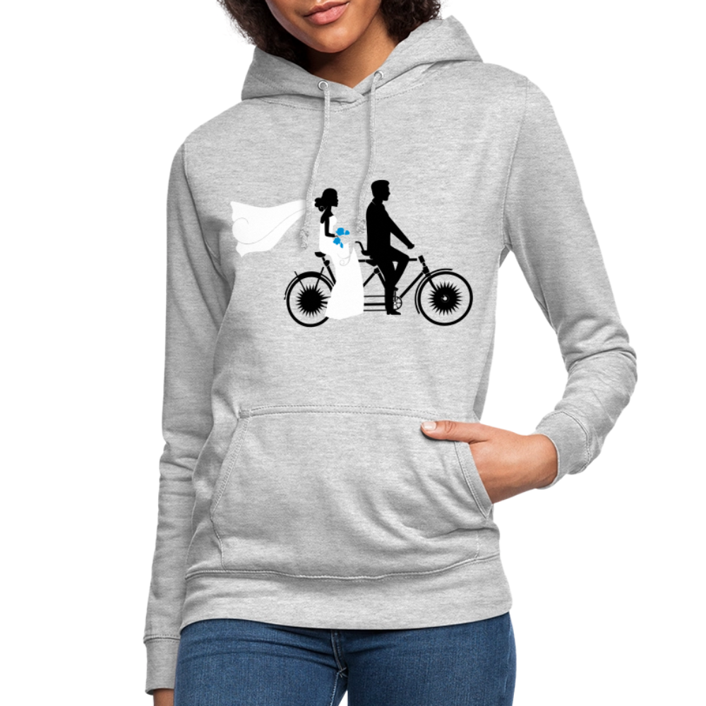 Hoodie Damen "Hochzeitsfahrrad" - mit Customizer personalisierbar - Hellgrau meliert