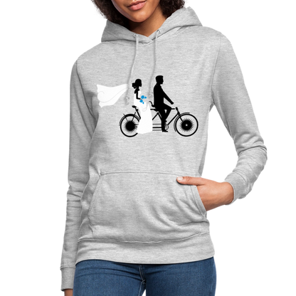 Hoodie Damen "Hochzeitsfahrrad" - mit Customizer personalisierbar - Hellgrau meliert