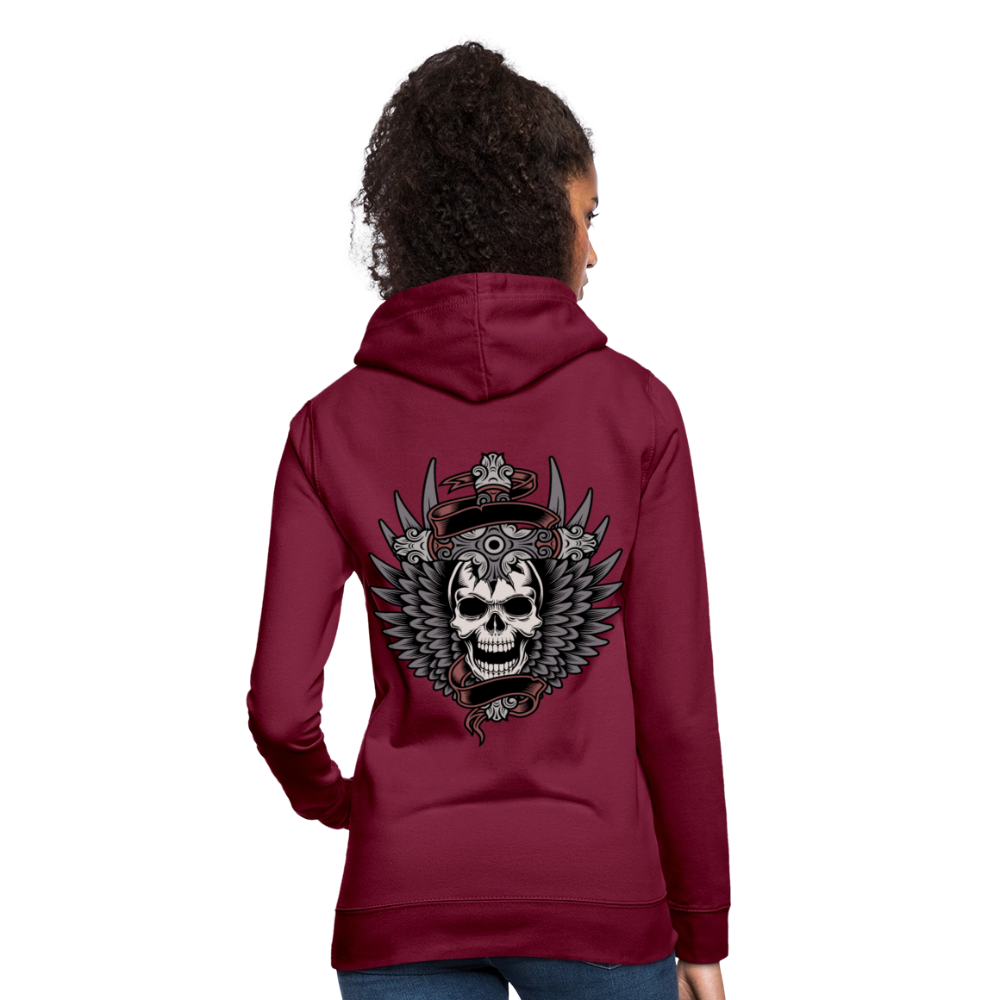 Frauen Hoodie "Totenkopf-Schwert" - Bordeaux