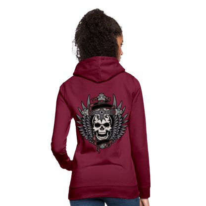 Frauen Hoodie "Totenkopf-Schwert" - Bordeaux
