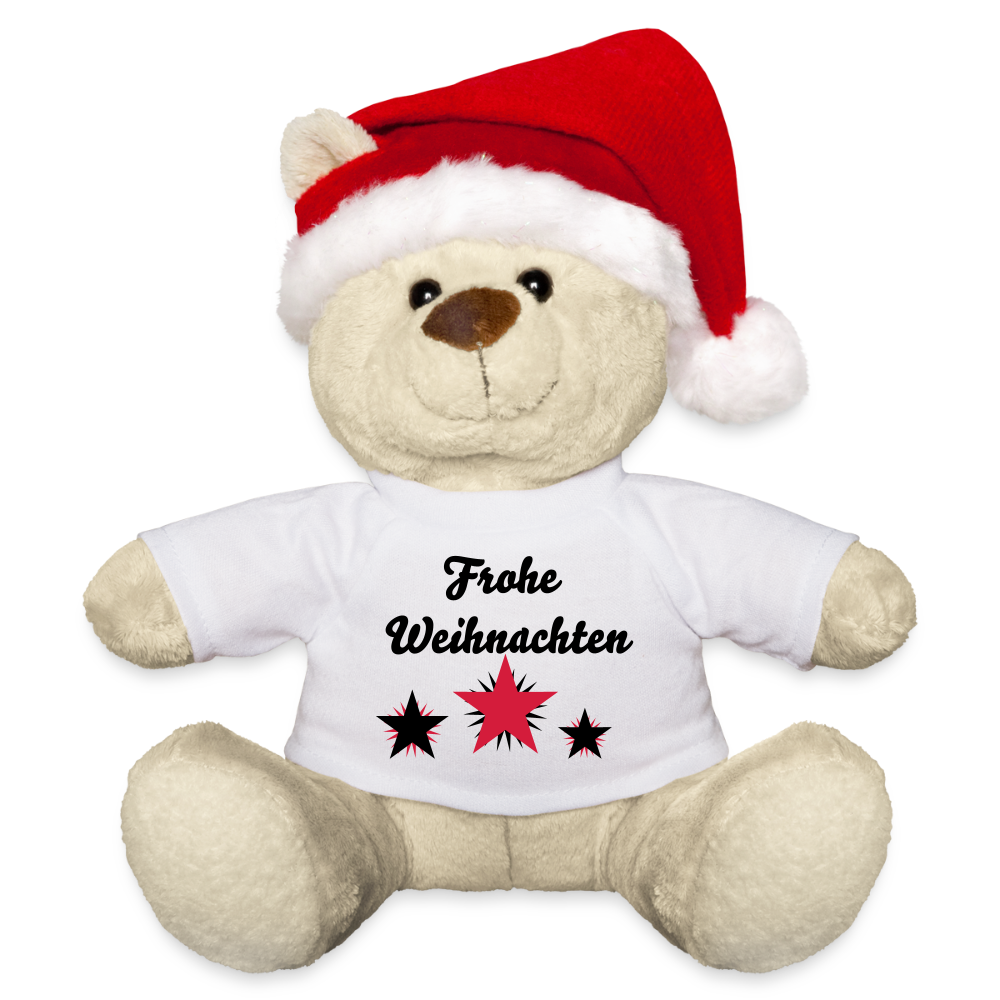 Weihnachtsteddy "Frohe Weihnachten" - Weiß