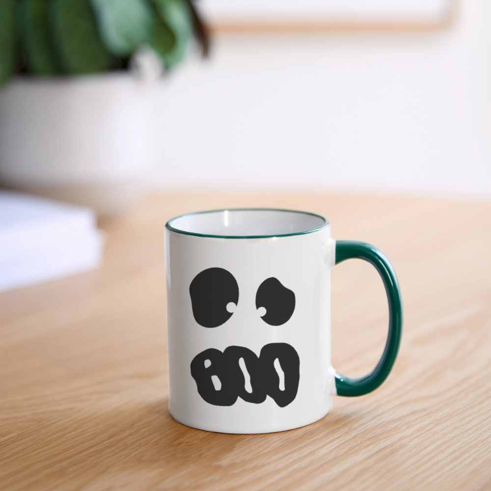 Tasse zweifarbig "Happy Halloween" - Weiß/Dunkelgrün