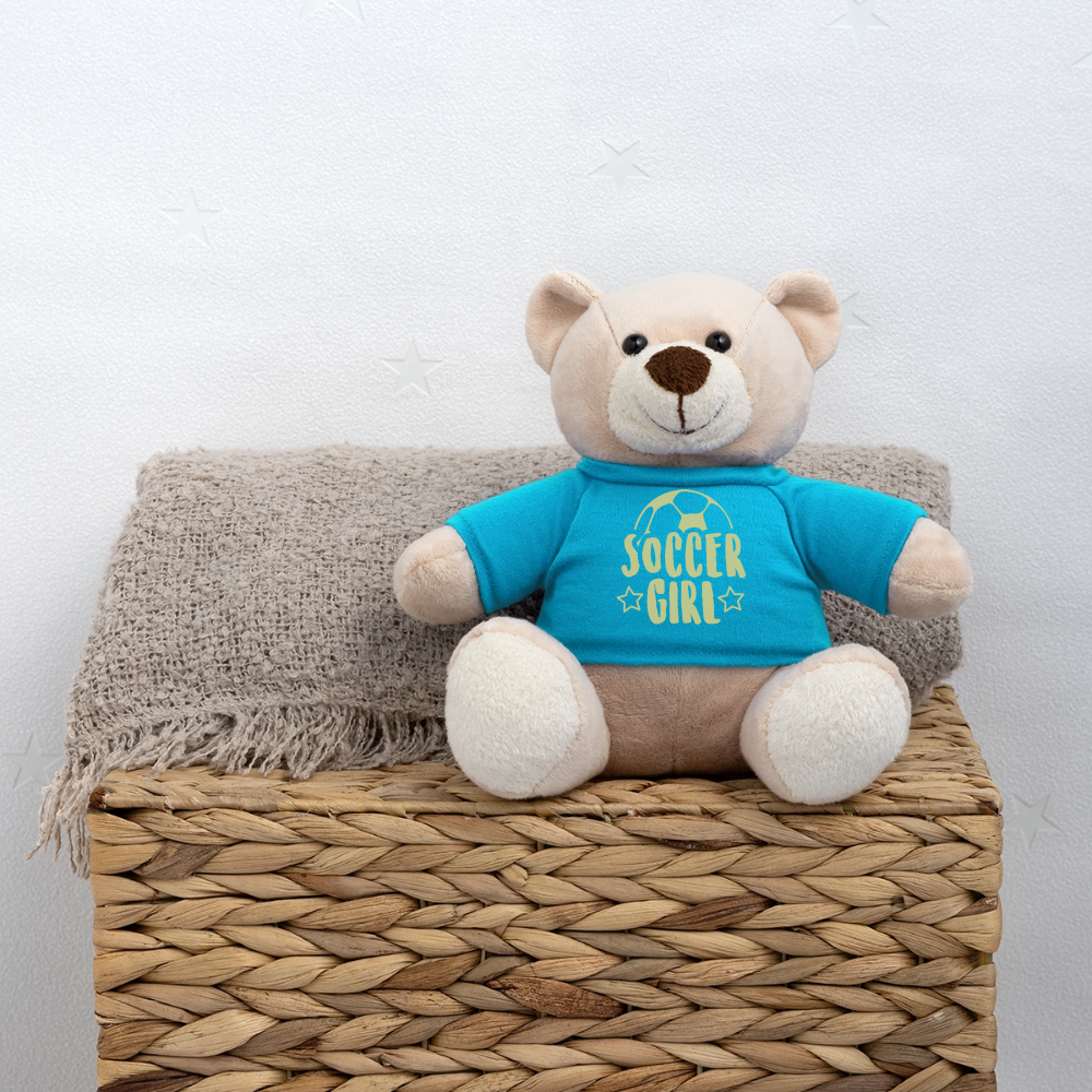 Maskottchen Teddy "Soccer Girl" - Atollblau