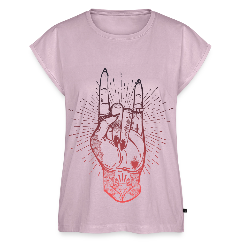 T-Shirt mit gerollten Ärmeln "Rock and Roll Hand" - Altrosa