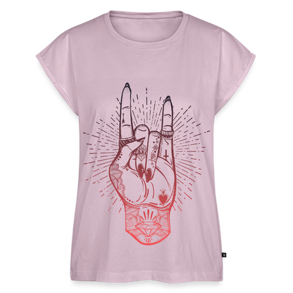 T-Shirt mit gerollten Ärmeln "Rock and Roll Hand" - Altrosa