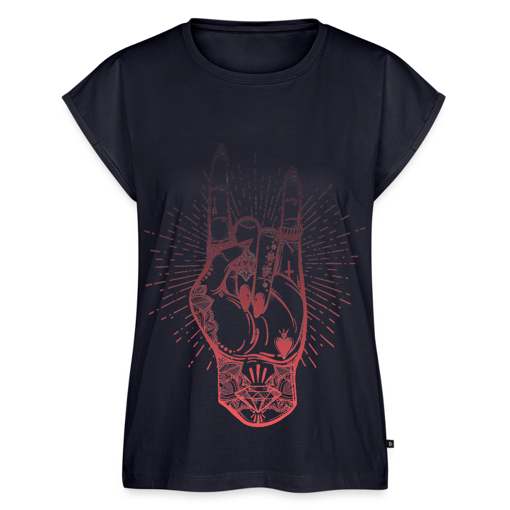 T-Shirt mit gerollten Ärmeln "Rock and Roll Hand" - Navy