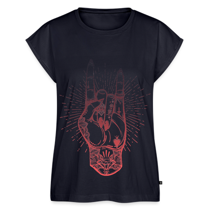 T-Shirt mit gerollten Ärmeln "Rock and Roll Hand" - Navy