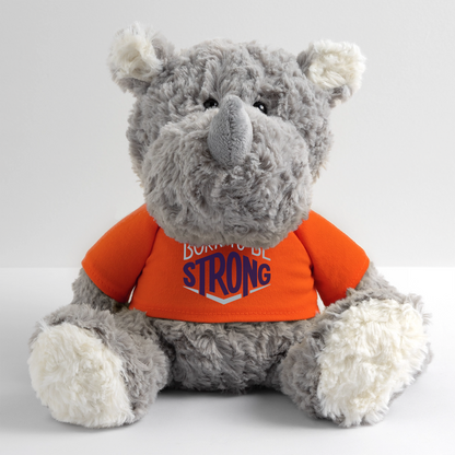 Maskottchen Nashorn "Strong" - mit Customizer personalisierbar - Goldorange
