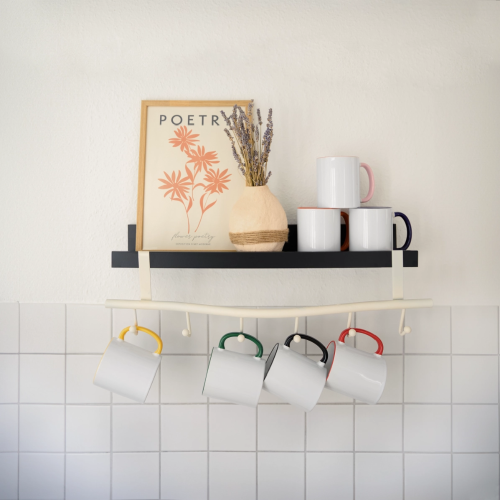 Tasse zweifarbig "Happy Halloween" - Weiß/Kobaltblau