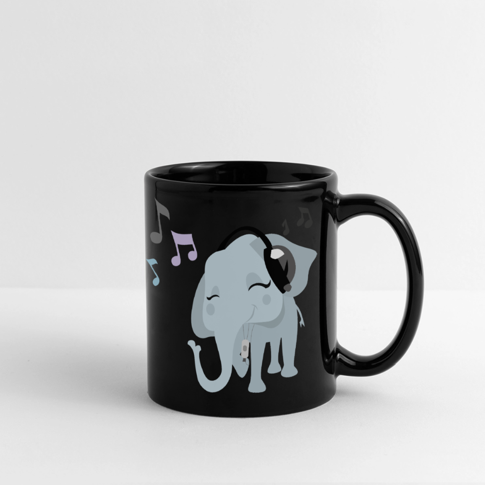 Becher "Elefant mit Kopfhörer" - Schwarz