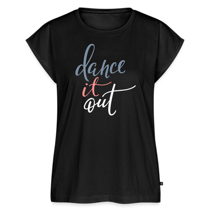 T-Shirt mit gerollten Ärmeln Damen "dance" - Schwarz